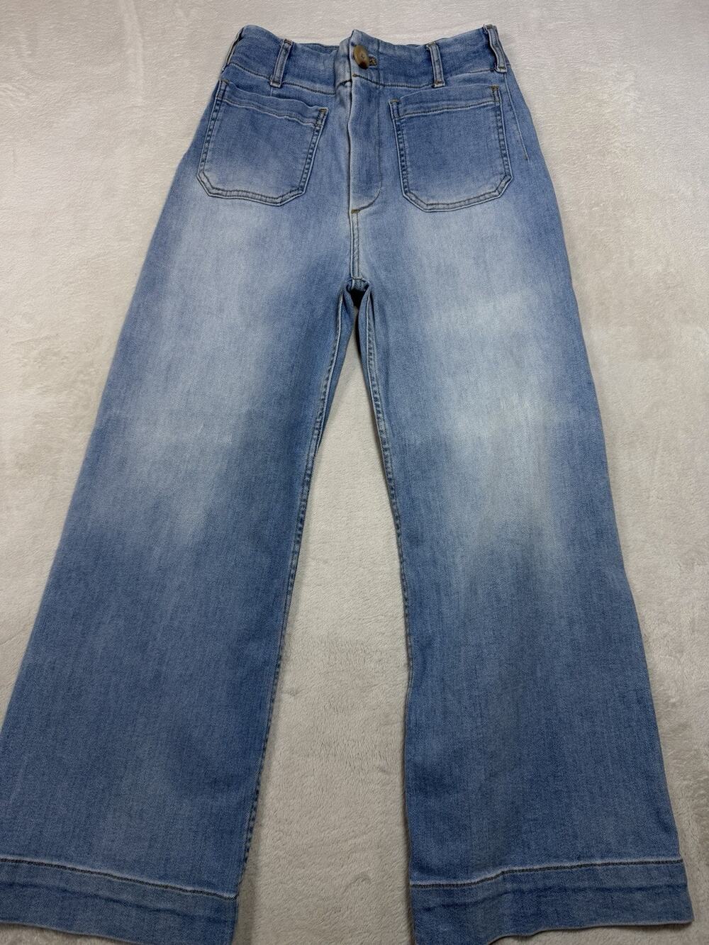 Anthropologie Maeve The Colette Crop Wide Leg Jeans High Rise Patch Sz 28